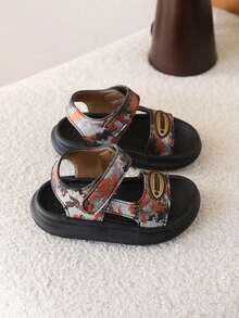 1 Pair Boys' Camouflage Summer Beach Sandals, Soft Sole Open Toe Sports Sandals - Orange - View 6