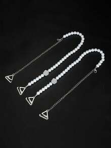 2pcs Adjustable & Detachable Pearl Chest Chain, Sexy Body Chain Shoulder Strap, Fashionable Camisole Strap, Replaceable Bra Strap, Camisole Dress Underwear - Multicolor - View 6