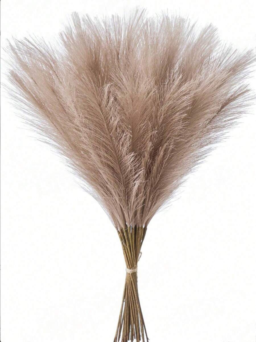 10/20/50pcs Brown Artificial Cattail Reeds, Fake Bulrush, Tall & Fluffy, Artificial Flowers, Boho Decor, Suitable For Wedding Party Decoration, Home Living Room Bedroom Decor, Vase Filler, DIY Photography Props, Autumn Decoration - Brown - View 1