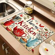 硅胶咖啡机垫、台面餐具垫、硅胶厨房餐厅垫、咖啡印花餐具垫、沥水垫，适用于厨房和咖啡吧 - 彩色 - 查看 20