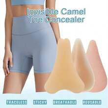 3pcs Concealer,Adhesive Reusable Silicone Camel Hider Soft Pad,Seamless Anti-Camel Insert Cover, Invisible Toe No Camel Guard For Women Swimsuits, Bikini, Yoga Pants (Beige) - View 2