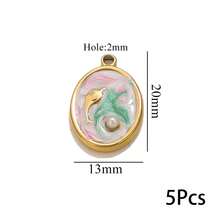 1/5pcs Lot Stainless Steel Charms Oval Dolphin Enamel Fish Charm Jewelry Making Materials For DIY Earring Pendant Supplies Crafts - Yellow Gold - View 24