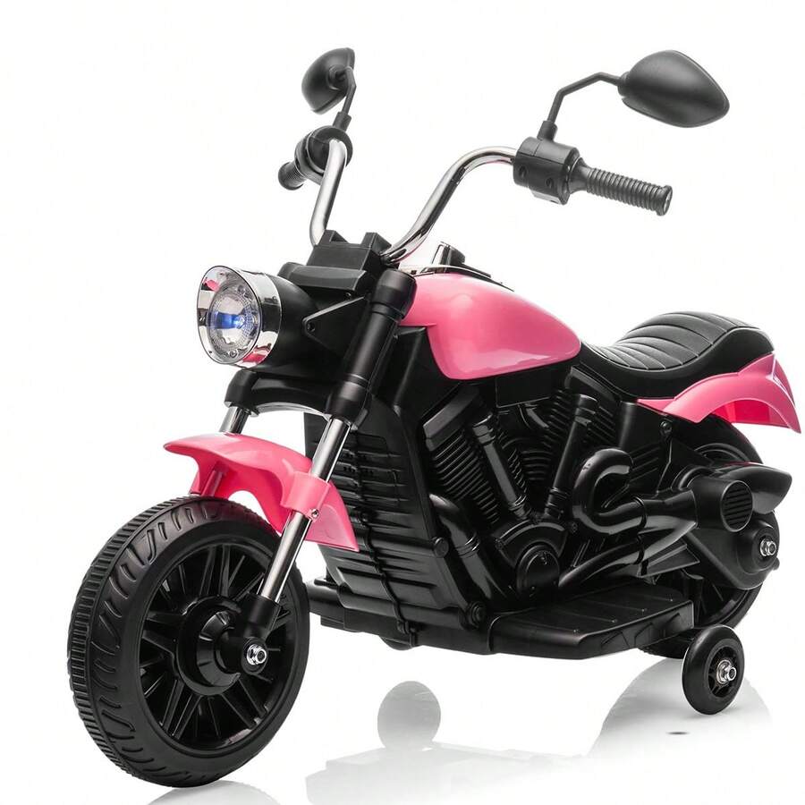 GOCAPTAIN Kids Motorcycle, 3-Wheel Ride On Motorcycle With Detachable Training Wheels, Reverse, Headlight, Horn, Music, 12V Electric Battery Powered Ride On Toy For Toddler Boys Girls Ages 3-5 - Pink - View 1