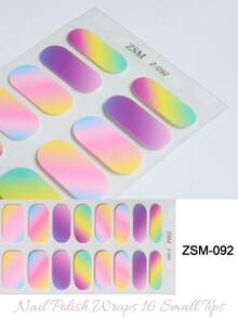 半固化凝胶美甲贴，果冻米色，16片装，无需UV灯，沙龙品质，持久耐用 - 彩色 - 查看 7