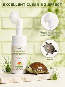 Turtle Shell Cleaning Mousse With Brush - 2-In-1 Foam Cleaner & Scrubber For Dirty Shells, Removes Algae & Stains, Gentle Reptile Shell Care For Turtles & Tortoises - Cleansing Mousse - View 4