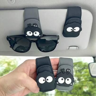1个可爱煤矿工精灵设计时尚磁性太阳镜夹，强力磁性眼镜架，汽车内饰装饰，独特设计，磁性固定，时尚汽车眼镜夹