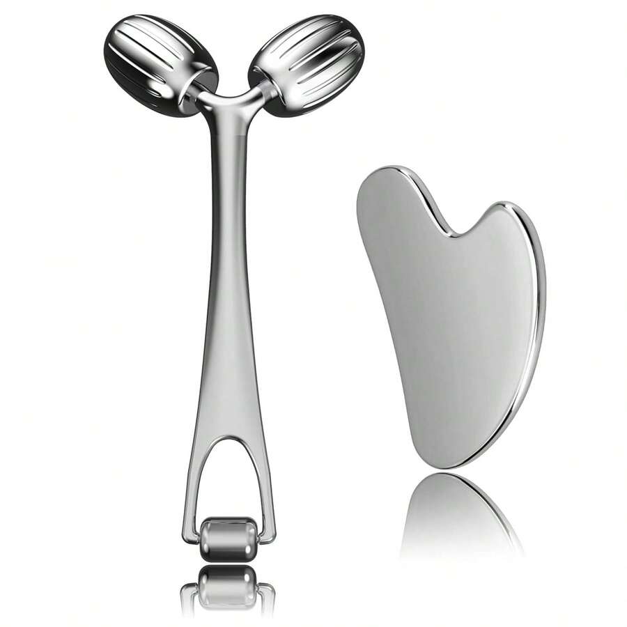 1 PCS Women Men's Premium Upgrade Stainless Steel Metal Gua Sha Tool For Face & Body Treatment Muscle Tension Puffiness Relief Lymphatic Drainage Skin Lifting Firming Easy Clean Multipurpose Spa-Like Home Self Care Skincare Gift - 1 - 查看 1