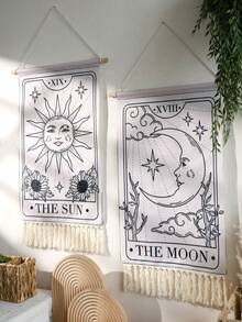 1/2 tấm thảm trang trí kiểu Tarot với họa tiết Mặt Trời và Mặt Trăng, cờ trang trí phong cách Boho có tua rua, tranh treo tường hiện đại kiểu Bắc Âu cho phòng khách, phòng ngủ, ký túc xá, căn hộ, không gian thiền yoga, phông nền chụp ảnh, trưng bày studio, nội thất Gothic, trang trí tiệc lễ hội, quà tặng sáng tạo. - Nhiều màu - Xem 10
