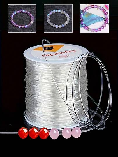 0.5-1.0mm Wide Flexible Nylon Beading Cord - Transparent Elastic String, Suitable For DIY Jewelry Making, Bracelets And Necklaces, Durable Handcraft Material, Bracelet Making Cord, Necklace Weaving, Smooth Surface And Fine Texture, Designed For Jewelry Artists