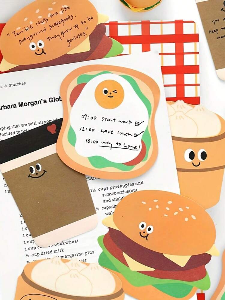 每本30张，可爱食物造型便利贴，趣味卡通设计，非常适合用作提醒和学习用品。 - 彩色 - 查看 5