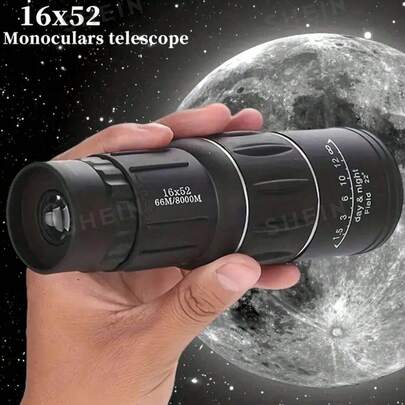16x52 High Definition Portable Monocular Telescope, High Definition Night Vision Telescope, Long Distance High Definition Focus Telescope, Super Zoom Monocular Optical Telescope Suitable For Camping, Hiking, Travel, Birdwatching, Concerts And Other Activities [Main Product Does Not Include Tripod And Phone Holder]