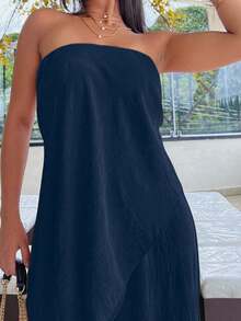 Long Romper Made Of Dune Fabric - Azul Marino - Ver 4