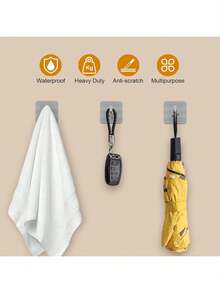 Ganchos de pared autoadhesivos de acero inoxidable de 1/4 pulgada, ganchos adhesivos resistentes, sin necesidad de perforar, adecuados para toalleros, percheros, portallaves, etc. - por favor elige - Ver 7