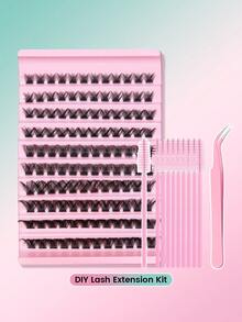 8-16mm D-Curl Cluster Lashes - Fluffy Natural Individual False Eyelashes, Soft & Lightweight DIY Lash Extension Kit Suitable For Beginners, Reusable, Includes Tweezers And Lash Brush - View 9