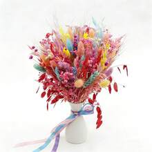 Ramo de hierba de pampa seca roja, bricolaje, cola de conejo, hierba de junco, relleno para jarrón, decoración de mesa de granja para el hogar - 1 manojo - Ver 3