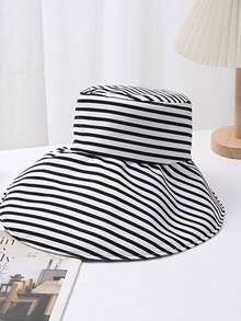 1pc Colorblock Zebra Striped Bucket Hat, Windproof, UV Protection, 3D Design, Foldable, Fashion Versatile, Elegant Style, Soft & Comfortable, Breathable, Multi-Functional, Flattering, Suitable For Beach, Outdoor, Travel, Hiking, Cycling, Dates And Various Occasions - Striped Fisherman - View 7