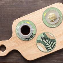 8件套DIY钻石画杯垫套装，带支架 - 月亮主题，圆形和不对称钻石形状，木制工艺套装，适合成人和初学者 - 查看 2