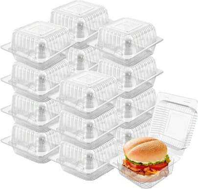 50 Pack 5 X 5 Inch Clear Plastic Disposable Clamshell Container,Hinged Take Out Clamshell Dessert Container With Lid Takeout Tray Disposable Food Clamshell Containers For Dessert,Cakes,Sandwiches