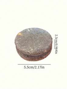 1pc 10g Refillable Luxury Shimmery Rhinestone Powder Compact, Blush Powder Compact With Puff And Sifter, Ideal For Powder Makeup, Travel-Friendly Gift - View 4