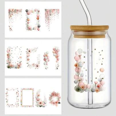 3PCS Watercolor Decorative Balloons And Lace Pattern UV DTF Stickers, Sticker Art And Crafts, Cycling-Specific Stickers And Decals, Waterproof And Scratch-Resistant, Suitable For Surfaces Like Glass Cups, Mugs, Packaging Boxes, Phone Cases, Bookmarks, Notebooks, Cycling Helmets, Bike Frames, Wheels, And More, Study Decoration, Home Decor, Holiday Decoration, Cycling Decoration, Ambiance Decoration, Art Decorative Stickers, Adding A Unique Touch To Life