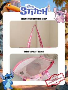 1 Pc Disney Officially Licensed Stitch Pattern Storage Bag Canvas Tote Bag, Large-Capacity Shoulder Bag, Lightweight Reusable Shopping Bag – Ideal For Women, Teens, Cartoon Fans, Perfect For Daily Commutes, Grocery Shopping, School Runs, Beach Trips, Holiday Gatherings,Back To School - Multicolor - View 12