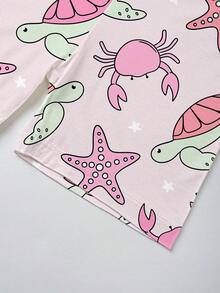 Bamboo Fiber - Summer Pink Sea Turtles Starfish Corals Underwater World Print, Comfortable And Fitted, Highly Elastic, Machine Washable, Suitable For Outdoor Summer Infant Boy Girl Use. - 淺粉色 - 查看 3