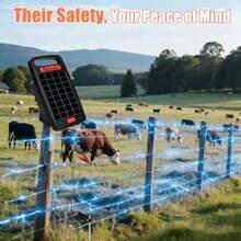 5Miles - Cargador de valla eléctrico solar con alarma de cortocircuito 0.11J Cargador de valla solar 24 horas con panel solar protección continua de 14 días para ganado y protección de depredadores - como en la foto - Ver 7