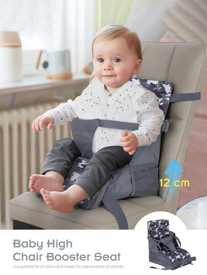 3-In-1 Durable Booster Seat For Kitchen Chair With Spacious Storage Compartment, Foldable Portable Easy Go Travel Booster Seat With Straps, Universal Shoulder Bag & Storage Box For Babies And Toddlers - Holds Up To 50 Pounds, All Season Use