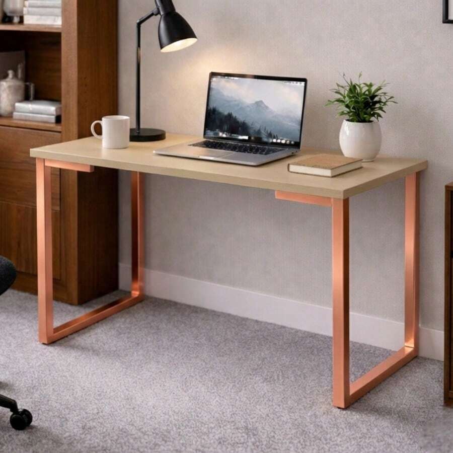 Buffet Table/Sideboard/Industrial Style With Copper Legs 90x45x76 - Beis - Ver 1