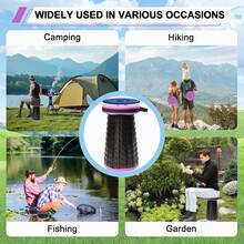 2026 Upgraded 18.1" Collapsible Stool With Cushion & Carry Bag 600lbs Max Weight Portable Telescoping Stool Sturdy Lightweight Retractable Seat Folding Chair For Camping & Outdoors - 紫色-XXL - 查看 4