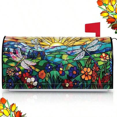 Mailbox Covers Magnetic Welcome Letter Box Wrap Standard Size 21x18 Inch Spring Leaves Mailbox Decor Summer Letter Box Decoration Outdoor Garden YardDragonfly