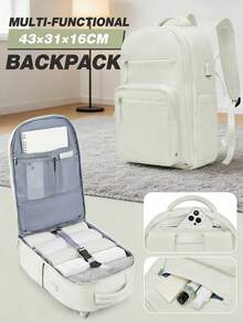 Vacuum Compression Laptop Backpack With USB Port, Fits 14-15.6 Notebook, Water Resistant, Airline Approved, Backpack For School, Work, Outdoor - Multicolor - View 11
