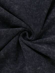 Men's Printed Vintage Washed Vest, Loose Fit, Casual Street Style, An Essential Everyday Item. - 黑色 - 查看 5