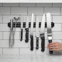 1pc Powerful Magnetic Kitchen Knife Holder Wall Mount, Metal Knife Magnetic Rack, Tool Storage, Stationery Storage, Kitchen Supplies Storage, Suitable For Storing Various Ferrous Items, Gift For Men, Birthday Gift, Valentine's Day Gift - Multicolor - View 4