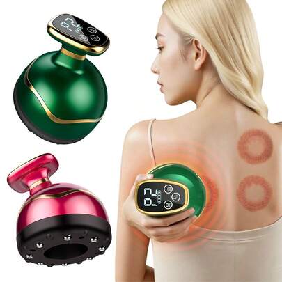 1pc Portable Electric Massage Cupping & Scraping Device, Smart Cupping Machine For Back Massage, Full Body Massager Scraper Tool, 9-Level Heating Massage Vibration Adjustment, 1200mAh Lithium Battery, Holiday Gift