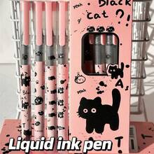 4pcs Liquid Ink Gel Pens, 0.5mm Quick-Drying Ballpoint Pens, Black Neutral Pens For Students Exams And Signature, Back To School Gift, Student Stationery - Sleepy Cat Quick-drying Pen - View 6