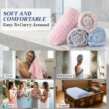 Peryiter 4 Pcs Microfiber Bath Towels 27.6 X 55 Inch Large Colorful Sheets Set With Loop Soft Absorbent Quick Dry Plush Bathroom Towel For Adults Dorm Spa Gym Travel(Pink, Blue, White, Gray) - 彩色 - 查看 6