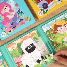 50pcs Montessori Magnetic Puzzle Book, 3-In-1 Colorful Animal, Vehicle, Farm, Ocean Scene Puzzles, Suitable For 3-6 Years Old Kids, Magnetic Game Book, Portable Travel Quiet Book, Montessori Toys, Cognitive Observation, Hands-On Learning, Preschool Kindergarten Activity, Christmas Birthday Gift For Boys And Girls - Multicolor - View 12
