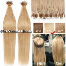 Thick Nano Ring Loop 100% Human Remy Hair Pre Bonded Keratin Fusion Tip Micro Bead Hair Extensions 1g/Strand 50g/Set Straight Pelucas De Cabello Humano 14"16"18"20"22"24" Black/Brown/Blonde Balayage Highlight 35cm 40cm 45cm 50cm 55cm 60cm - #24 Natural Blonde - 查看 2
