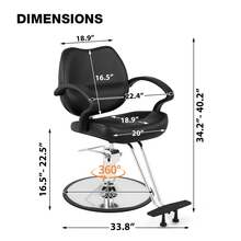 Artist hand Hydraulic Salon Chair Extra Wide Seat For Hair Stylist Barber Spa Home - Black - View 3