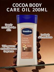 Vaseline 1瓶200毫升可可香型凡士林身体护理油，深层滋养柔嫩肌肤，保湿不油腻，适合全身护理，有助于缓解肌肤干燥。 - 凡士林身體護理油200ml 可可 - 查看 1