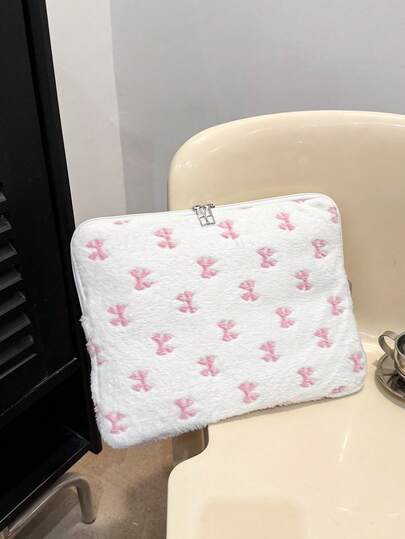 1pc Solid Color Minimalist Luxury Multi-Size Laptop/Tablet Carrying Case, Notebook Computer Bag, 11"/13"/15" Laptop Sleeve, Plush Fabric Butterfly Print Casual Unisex Tablet Protective Cover, Suitable Compatible With MacBook, HP, Suitable For Girls, Teenagers, Boys, College Students, 9-15 Inch Tablet Handbag, Suitable For Air 4 5 Pro, Protective Case, Shock-Proof Sleeve