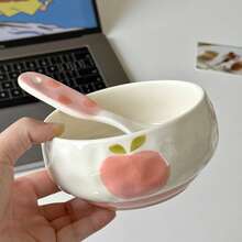 Stylish Ceramic Glazed Cute Fruit Bowl, Household Rice Bowl, Children's Bowl, Yogurt & Salad Bowl - Multicolor - View 5