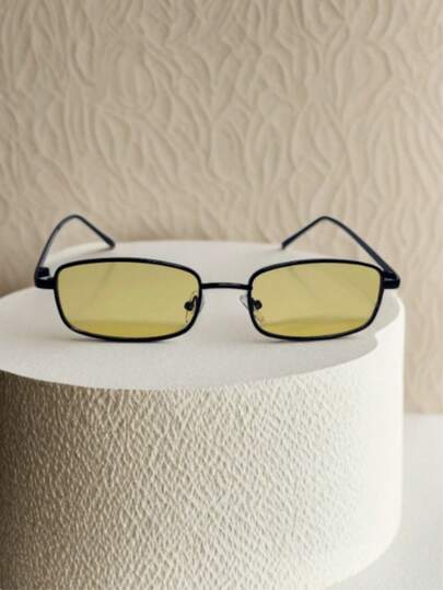 1 chiếc kính thời trang gọng vuông bằng kim loại kiểu retro trang trí, kính thời trang mùa hè, kính thời trang phong cách đường phố Punk đỏ/đen Y2K.