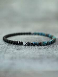 diffone 时尚手工4毫米小珠手链，黑色赤铁矿十字架，男士复古首饰 - 黑膽石十字架手鍊 - 查看 5