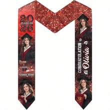 1PC Personalized Graduation Stoles, Custom Name & Photo Graduation Sash, Class Of 2026 Graduation Gifts - 62"X4.5" - Multicolor - View 1