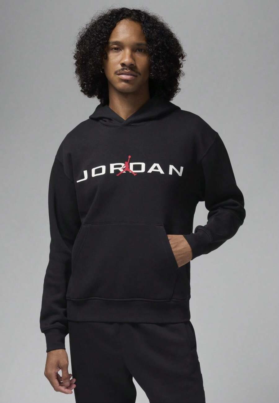 Nike Jordan Essential Fleece Air Stretch Overhead Hoodie Jumpman Hooded Sweatshirt - Black - View 1