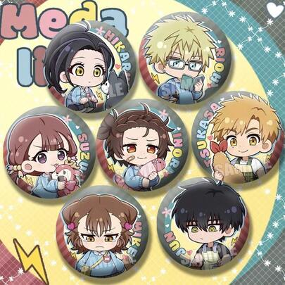 1枚幼儿园金牌卡通徽章，58毫米双闪小徽章，包含刹那、兰花、夜空等角色，适合别在包包、衣服上，也可作桌面装饰，生日、复活节、情人节等场合的礼物。