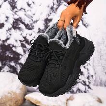 FZY 2026 Winter New Style Snow Boots, Leather-Lined Athletic Shoes - Soft And Warm Knitted Casual Walking Shoes, Lightweight And Slip-Resistant Outdoor Winter Shoes, Suitable For Women's Commuting And Office Wear, Also Essential Boots For Women's Easter Outfits, Comfortable And Versatile Women's Snow Boots For Winter Vacation And Travel, Easter Gift - Winter Women's Tennis Shoes - 黑色 - 查看 1