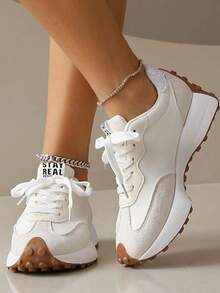 Women's Casual Sports Shoes, Lightweight Non-Slip Fitness Running Shoes, Tennis Shoes, Sneakers - 白色 - 查看 4